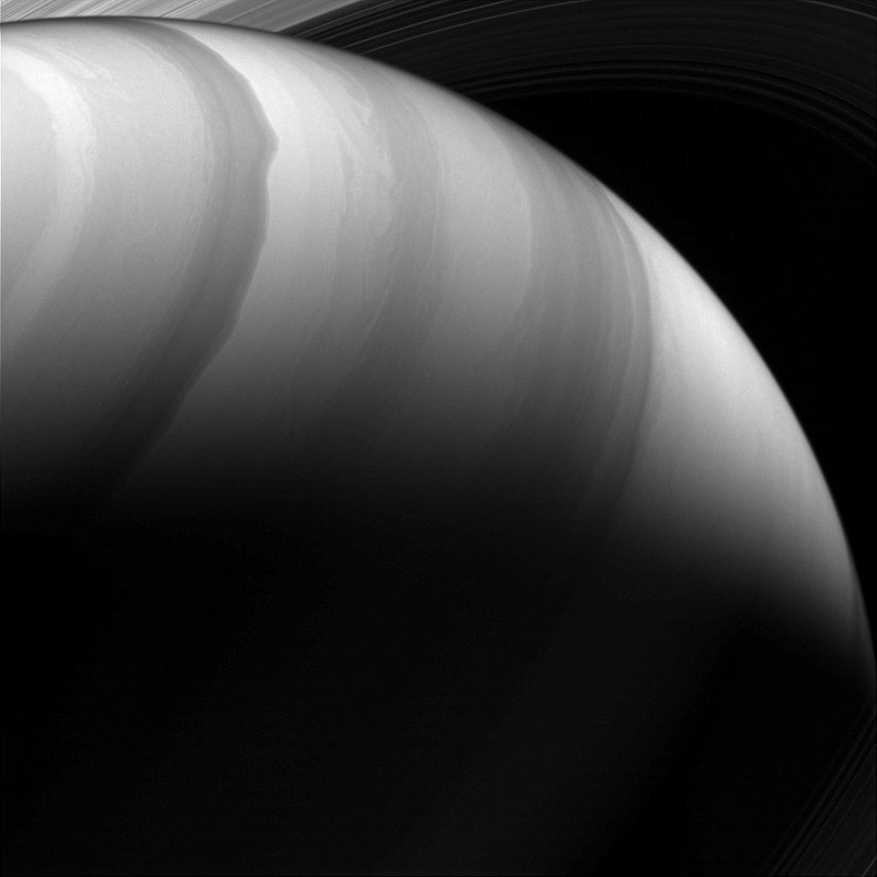 La atmĂłsfera de Saturno capturada por la sonda Cassini (Imagen: NASA).